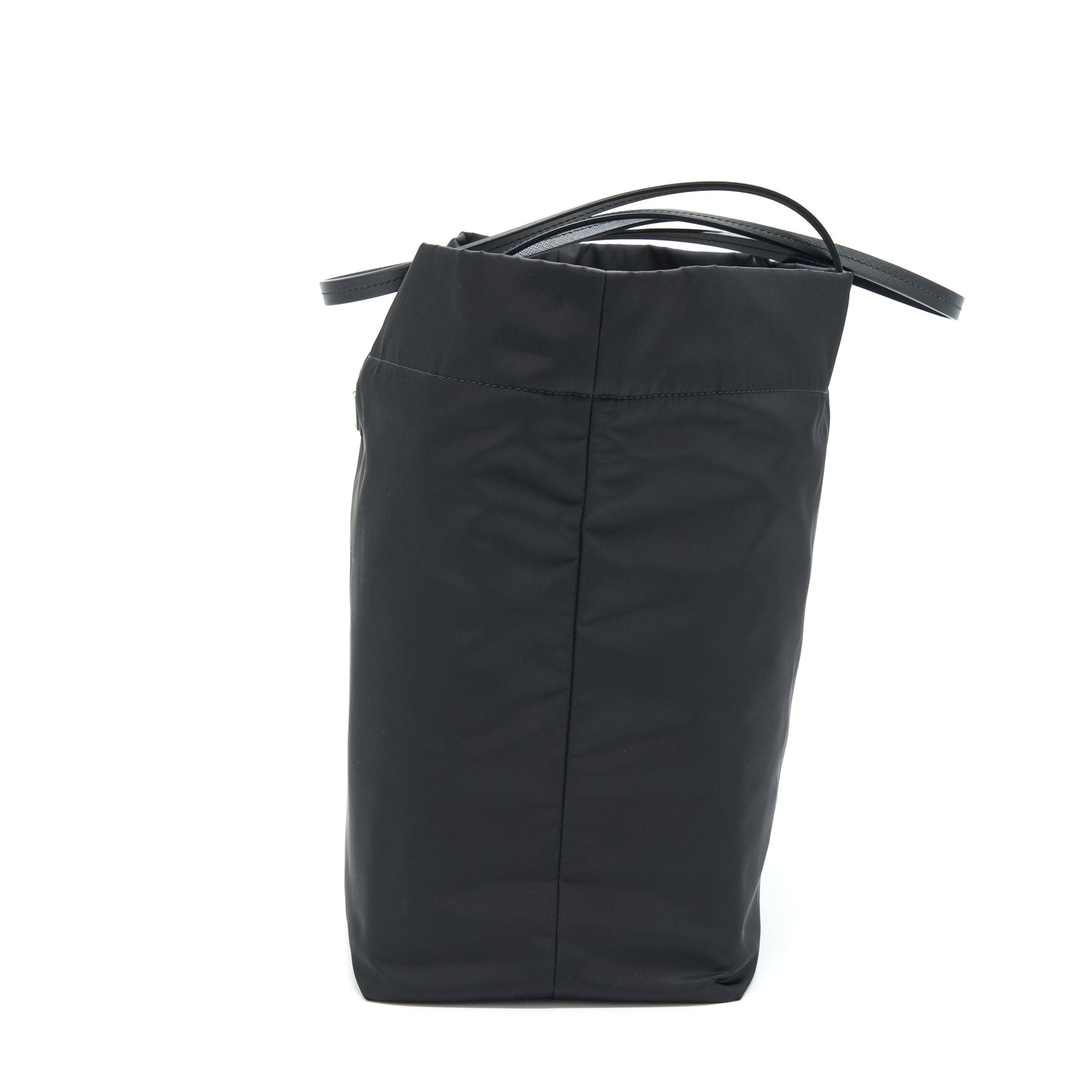Prada Nylon Tote With Leather Handle Black