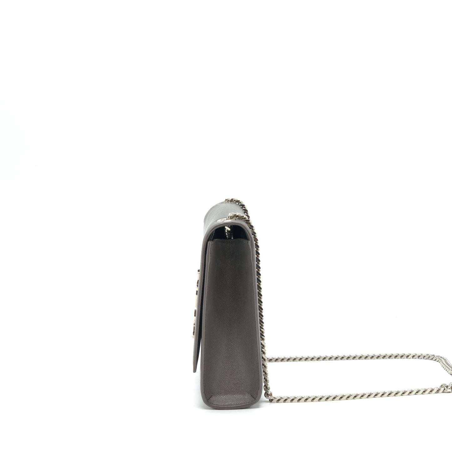 Saint Laurent() Large Monogramme Kate Chain Purse Grained Calfskin Grey
