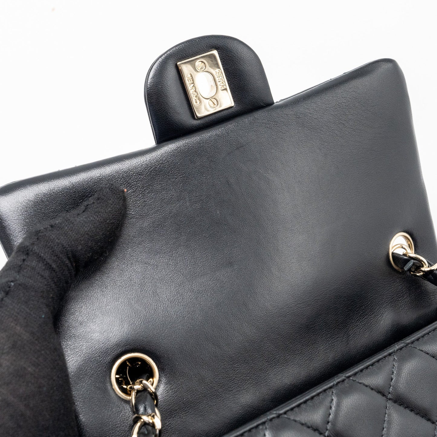 Chanel Mini Rectangular Flap Bag Lambskin Black L