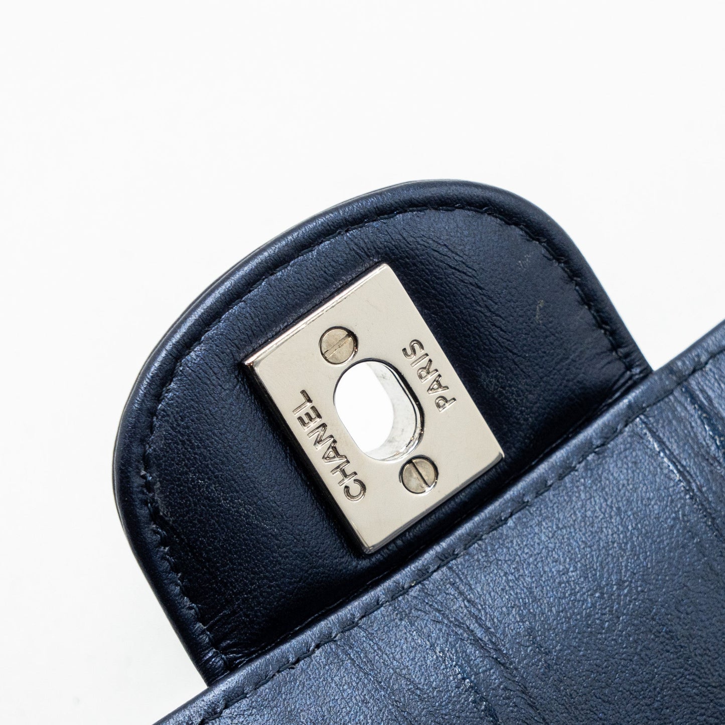 Chanel mini rectangular flap bag calfskin limited dark blue