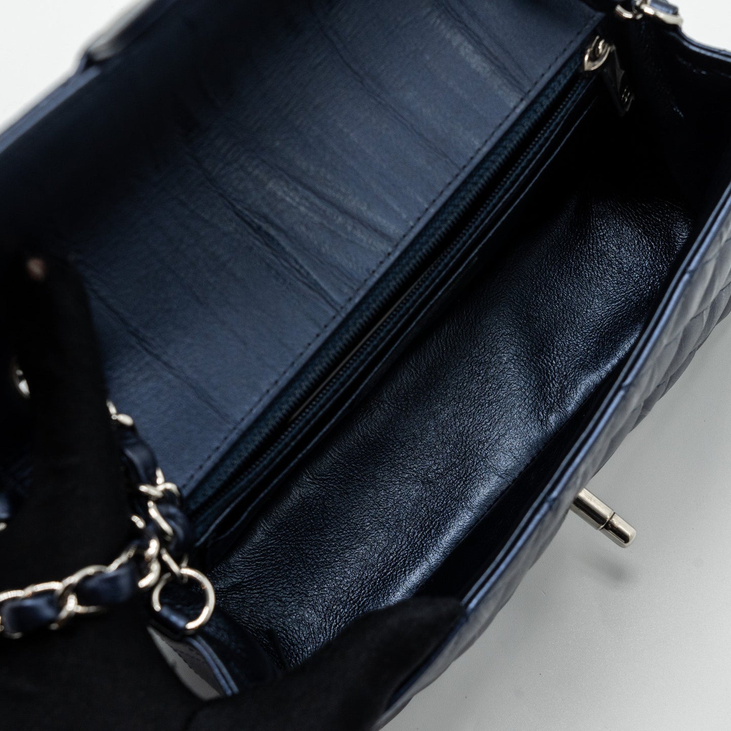 Chanel mini rectangular flap bag calfskin limited dark blue