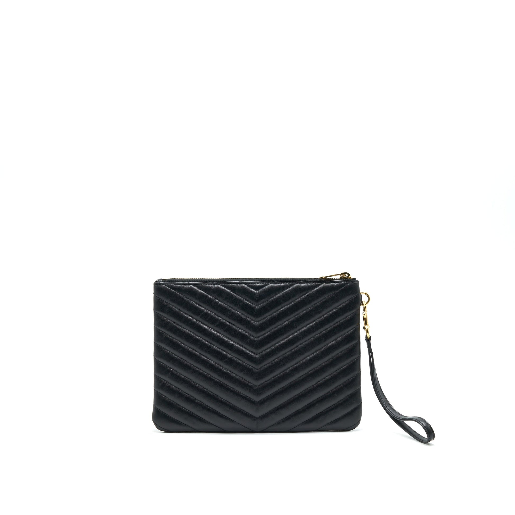 Saint Laurent Monogram Quilted Leather Pouch Black