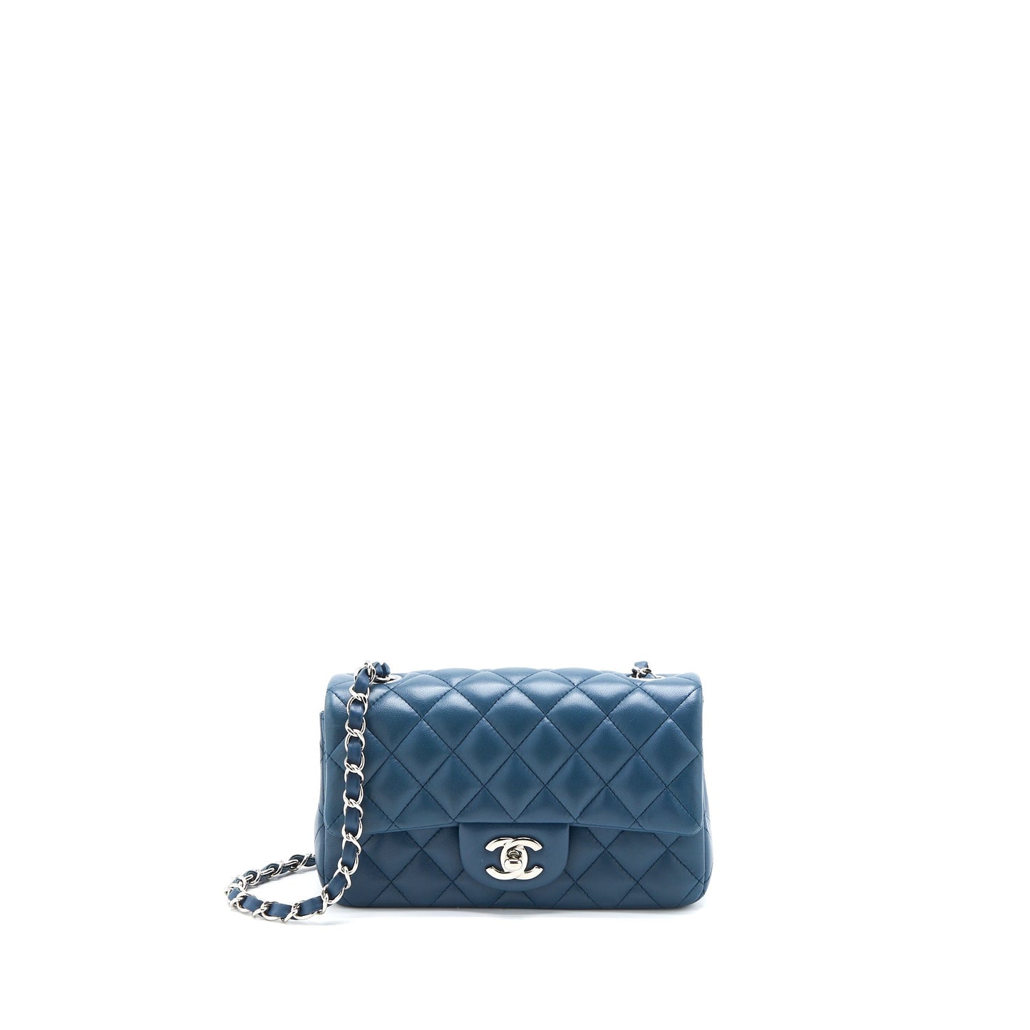 Chanel Mini Rectangular Flap Bag Lambskin Blue