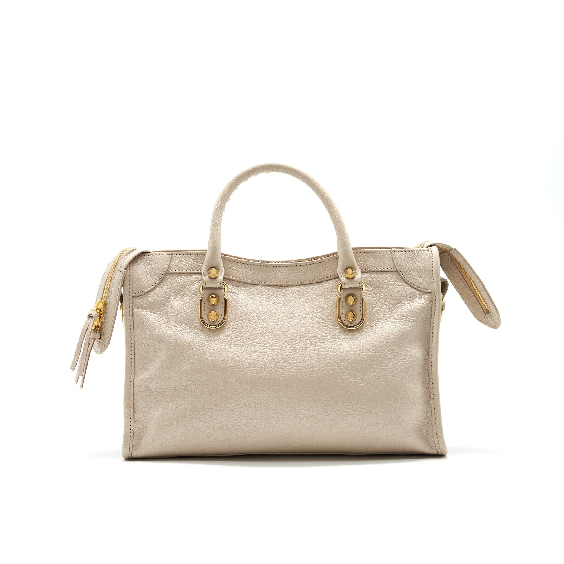 Balenciaga SMALL METALLIC EDGE CITY BEIGE GHW