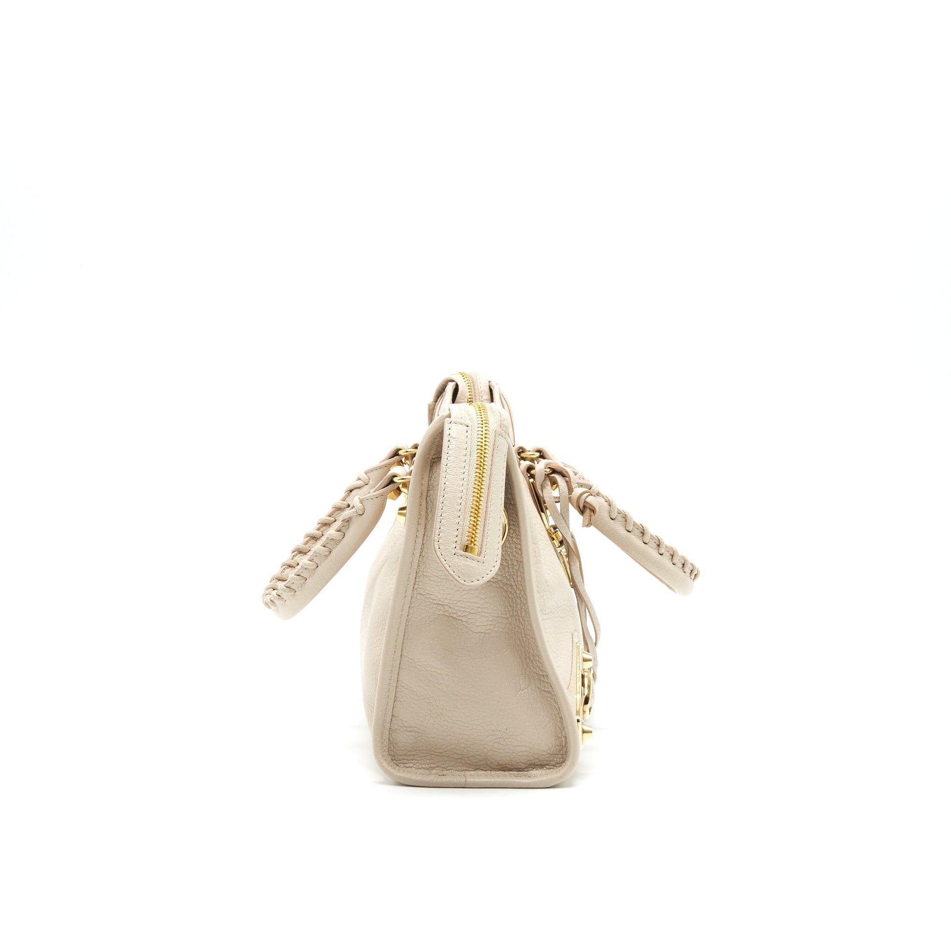 Balenciaga SMALL METALLIC EDGE CITY BEIGE GHW
