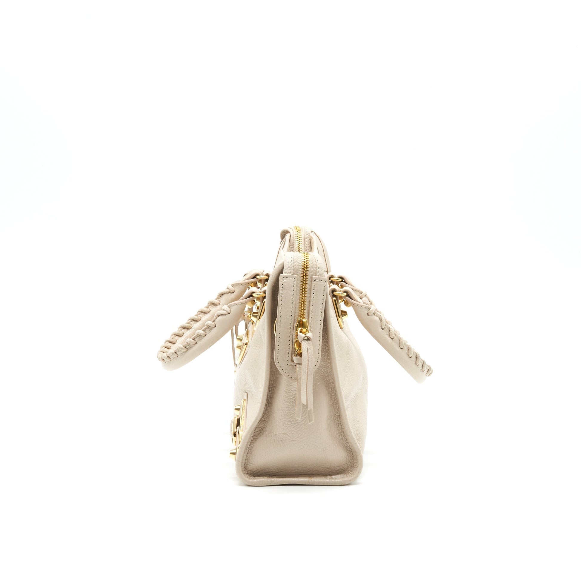 Balenciaga SMALL METALLIC EDGE CITY BEIGE GHW