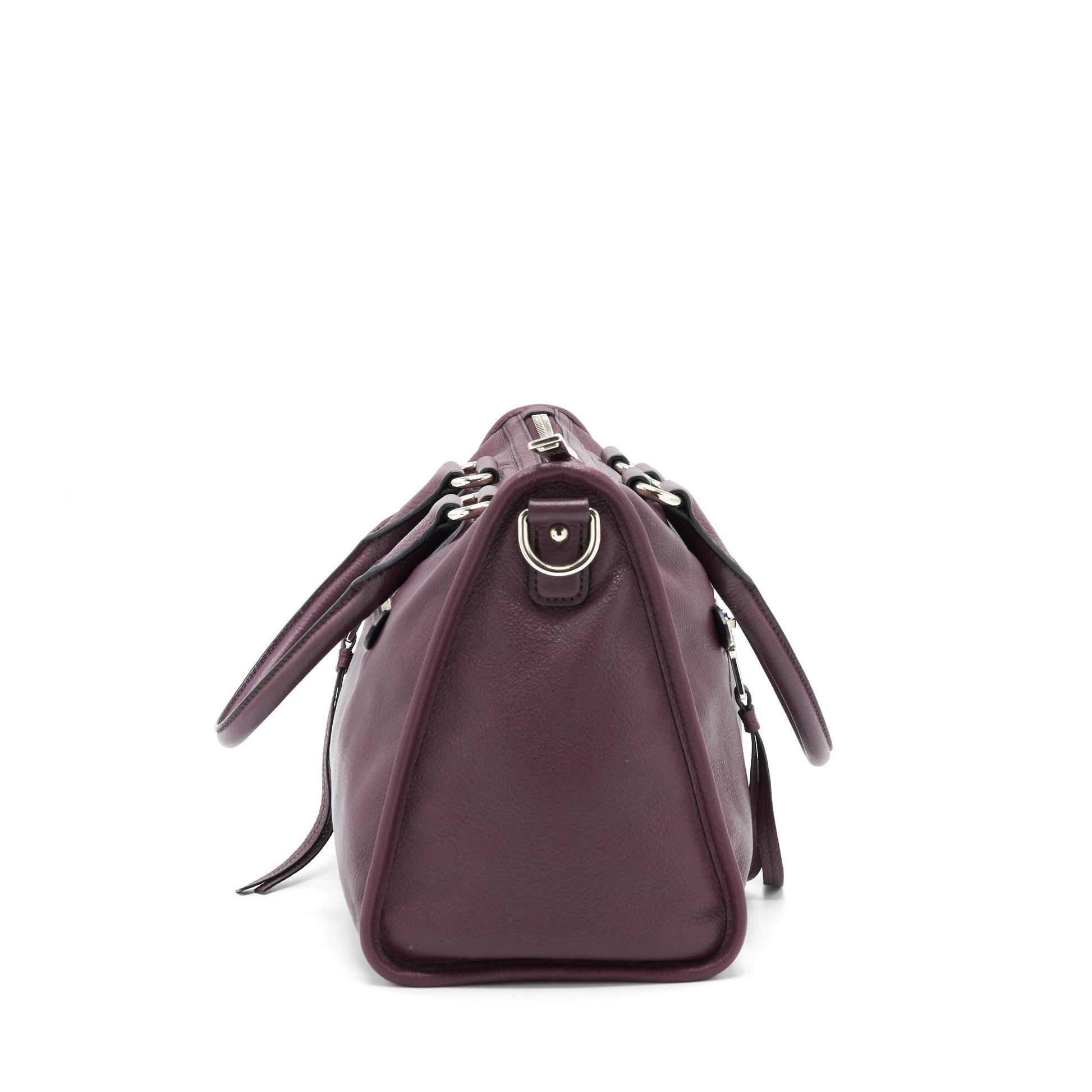 Prada Vitello Phenix Bauletto Tote Purse Grained Calfskin Burgundy