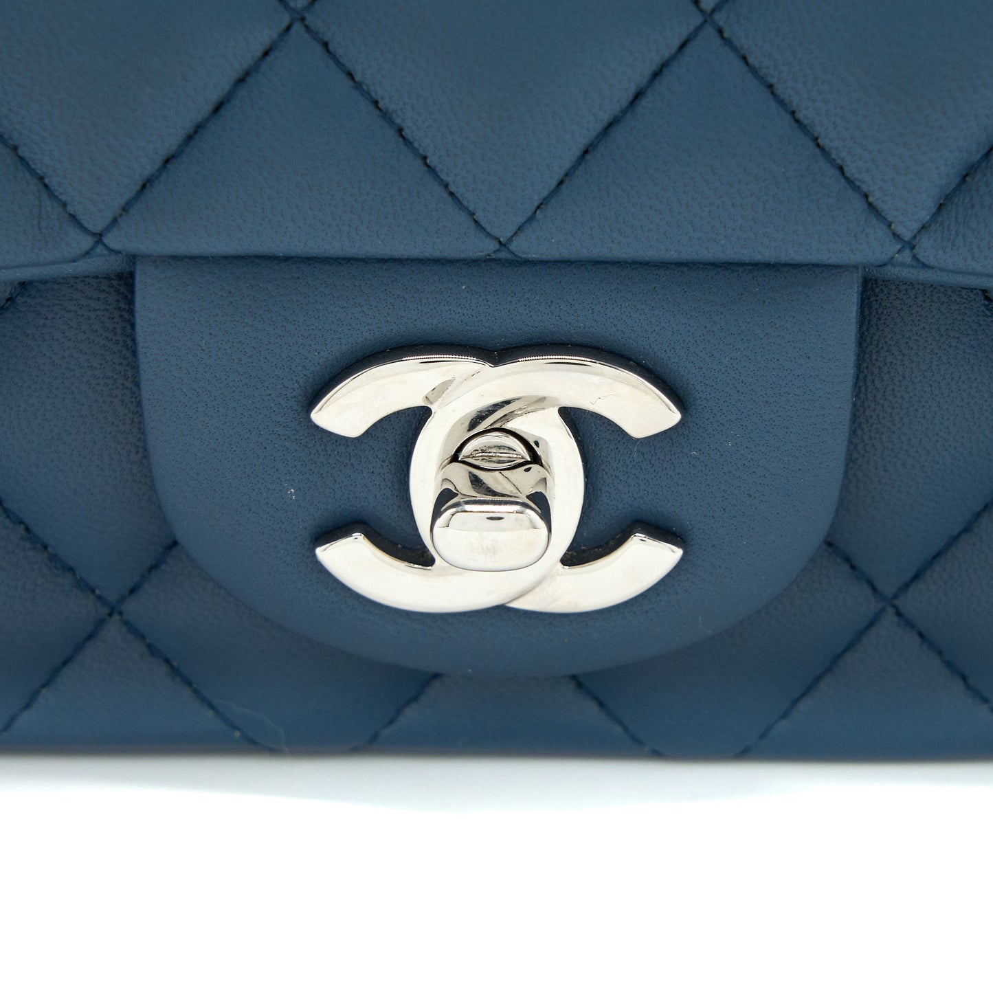 Chanel Mini Rectangular Flap Bag Lambskin Blue