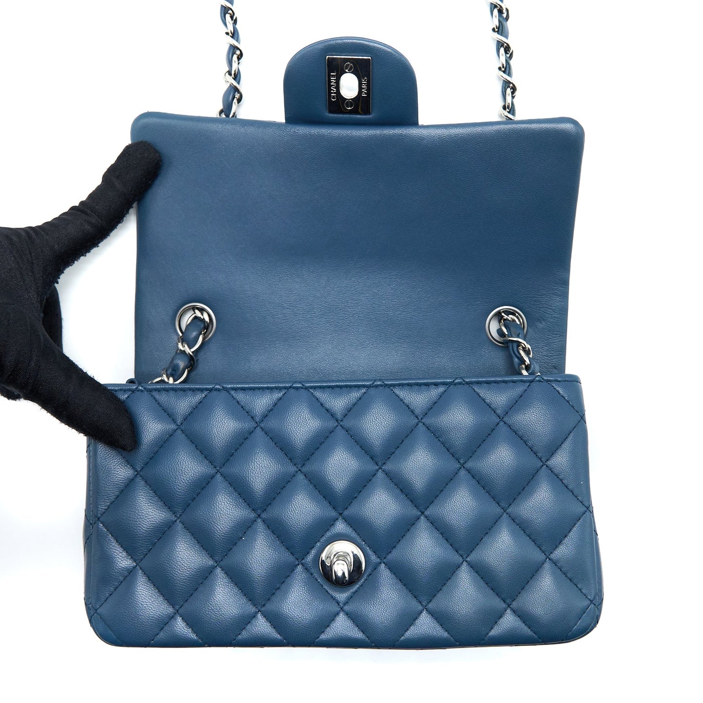 Chanel Mini Rectangular Flap Bag Lambskin Blue