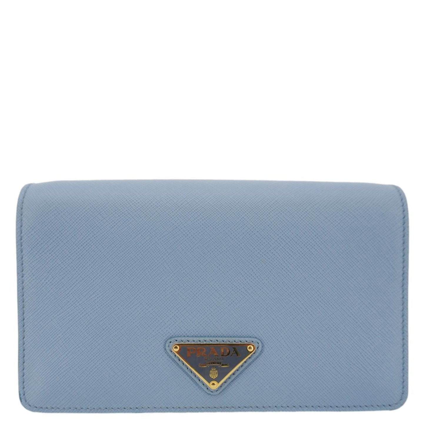 PRADA Bandoliera Saffiano Leather Chain Crossbody Bag Blue