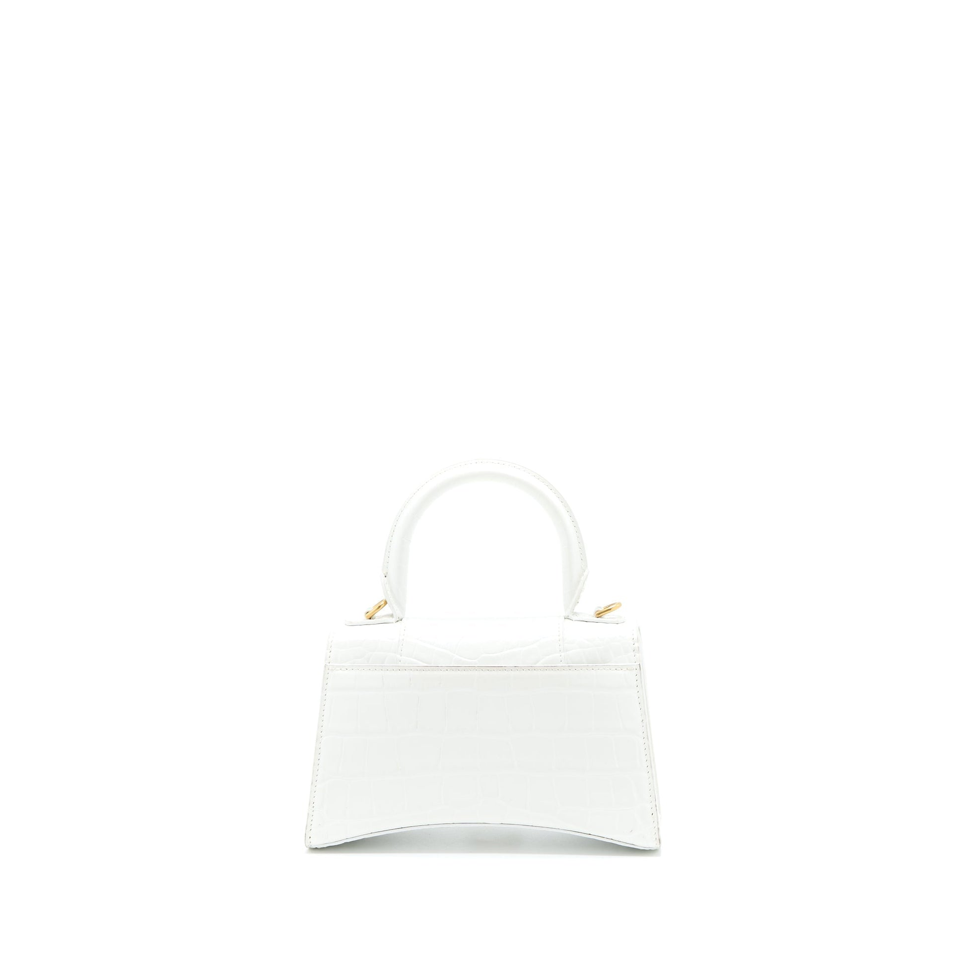 Balenciaga Hourglass XS Croc Embossed Calfskin White GHW
