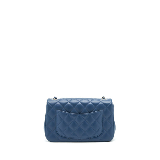 Chanel Mini Rectangular Flap Bag Lambskin Navy Blue