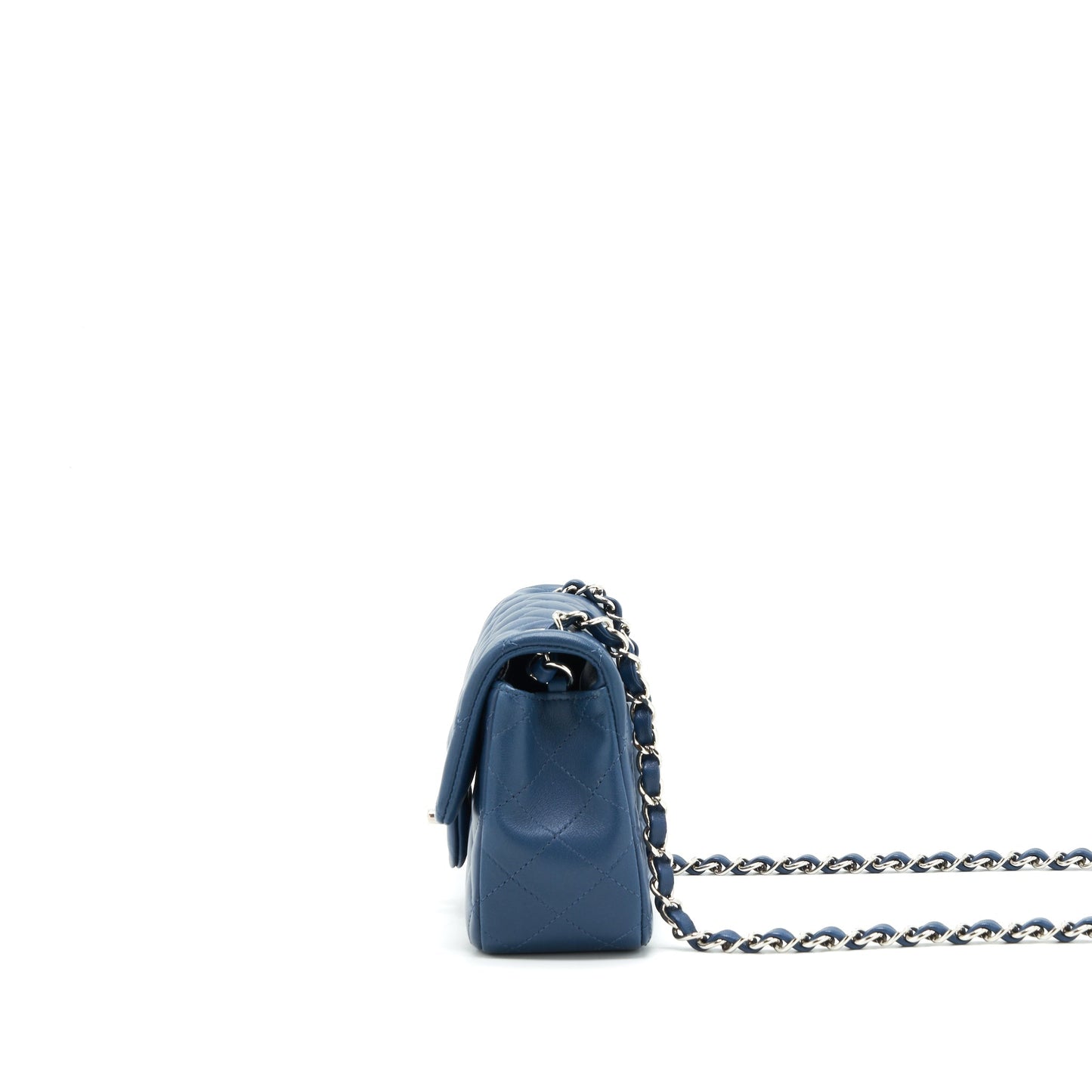 Chanel Mini Rectangular Flap Bag Lambskin Navy Blue