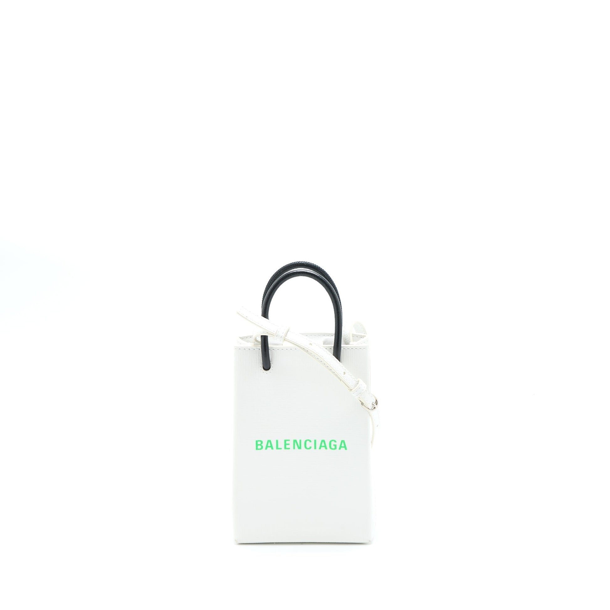 Balenciaga Mini Shopping Phone Pouch Calfskin White/Multicolour SHW