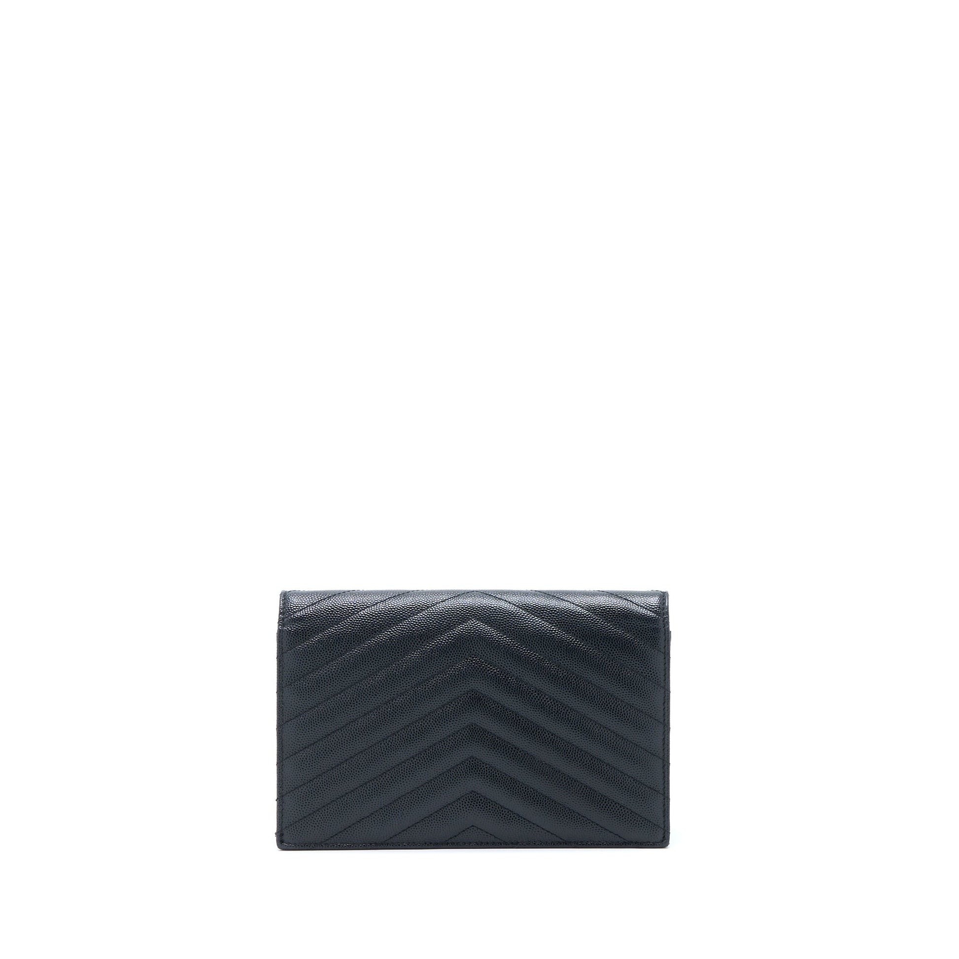 Saint Laurent/ Envelope Wallet On Chain Grain Calfskin Black