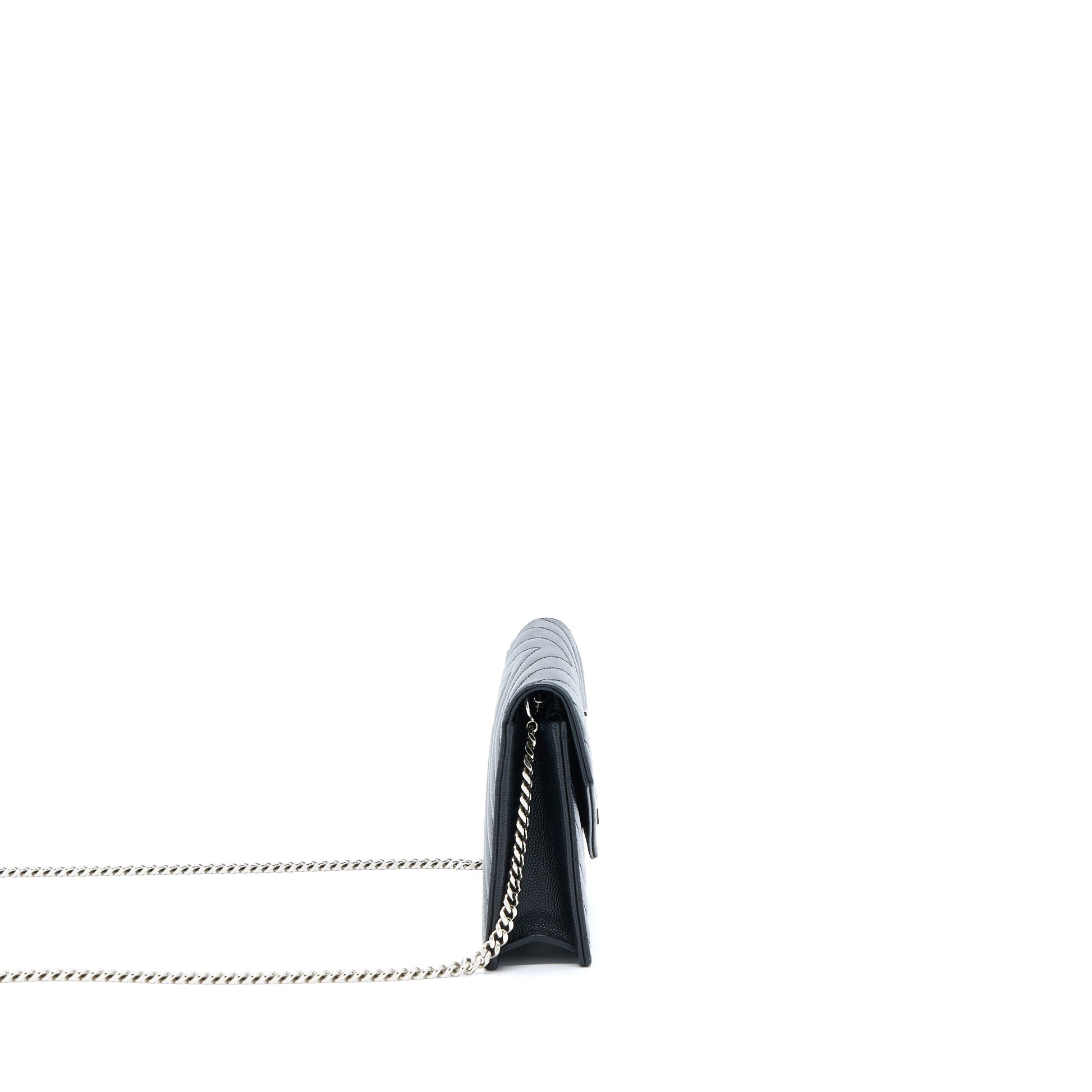 Saint Laurent/ Envelope Wallet On Chain Grain Calfskin Black