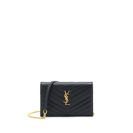 Saint Laurent/ Envelop Chain Wallet Caviar Black