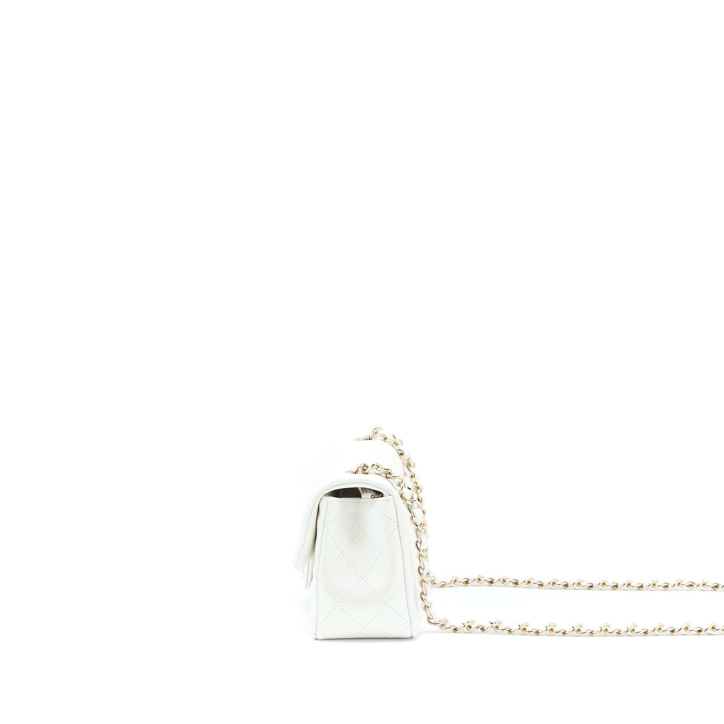 Chanel Classic Mini Rectangular Flap Bag Calfskin Iridescent White L