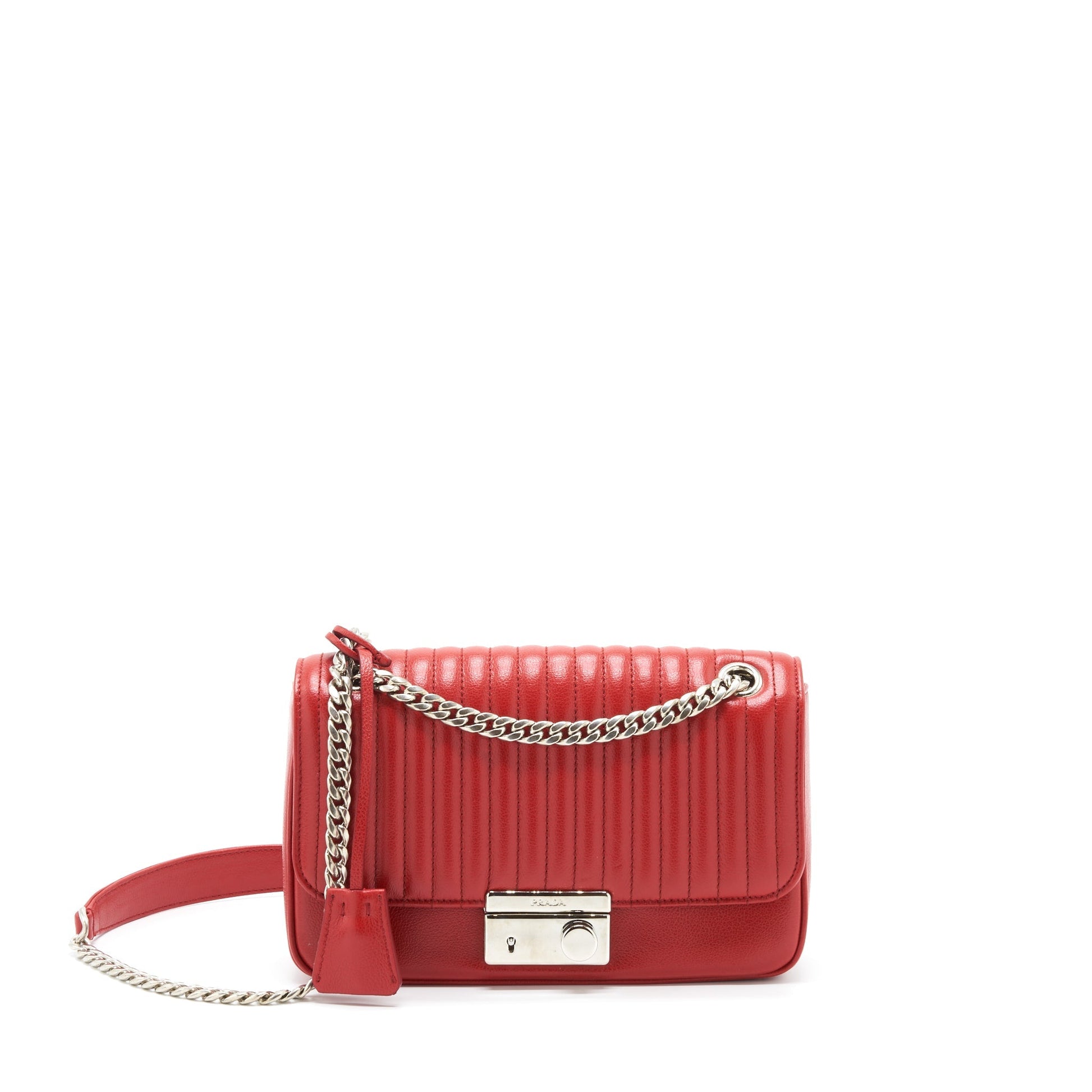 Prada Glacé Crossbody Purse Calfskin Red