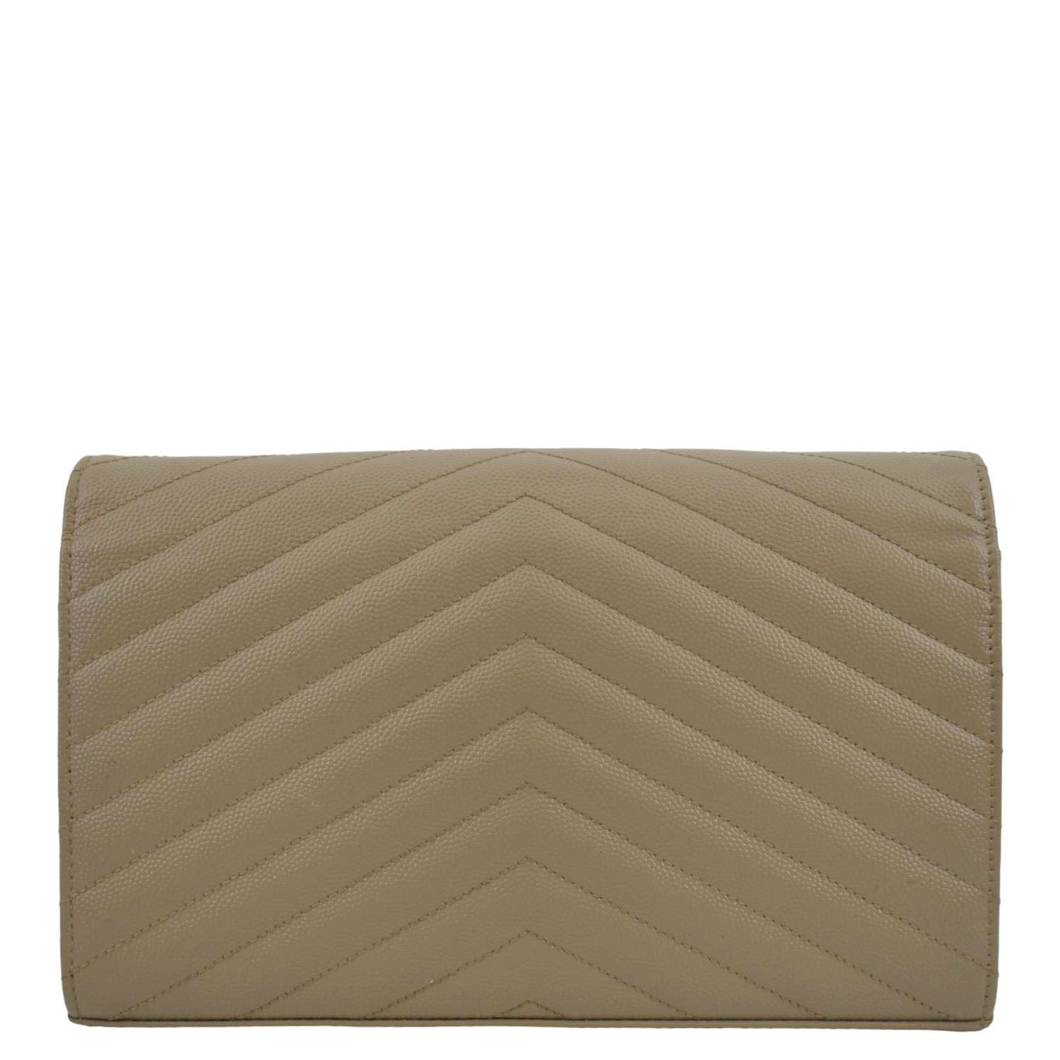 YVES SAINT LAURENT Cassandre Matelasse Chain Wallet Crossbody Bag Beige