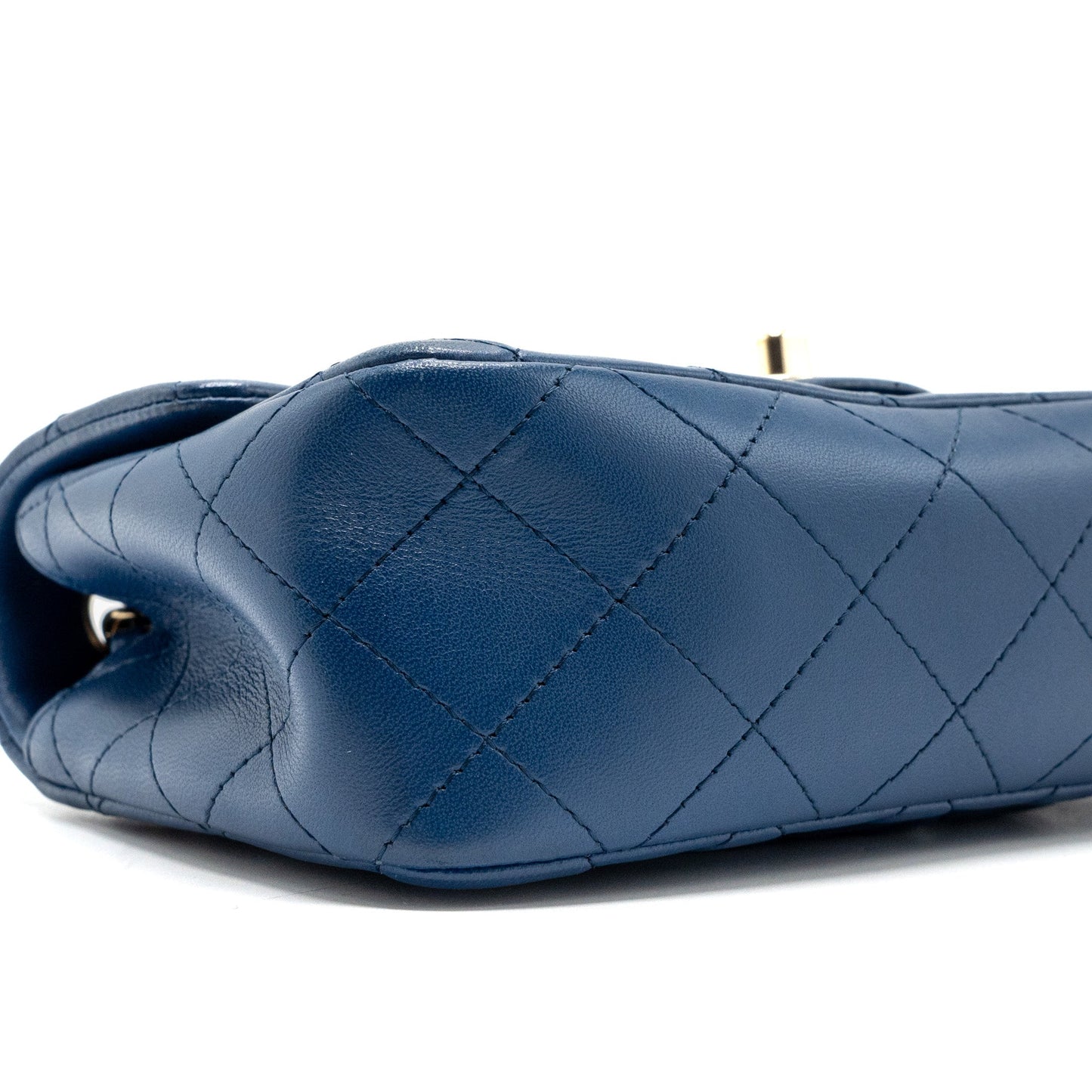 Chanel mini rectangular flap bag lambskin Blue L