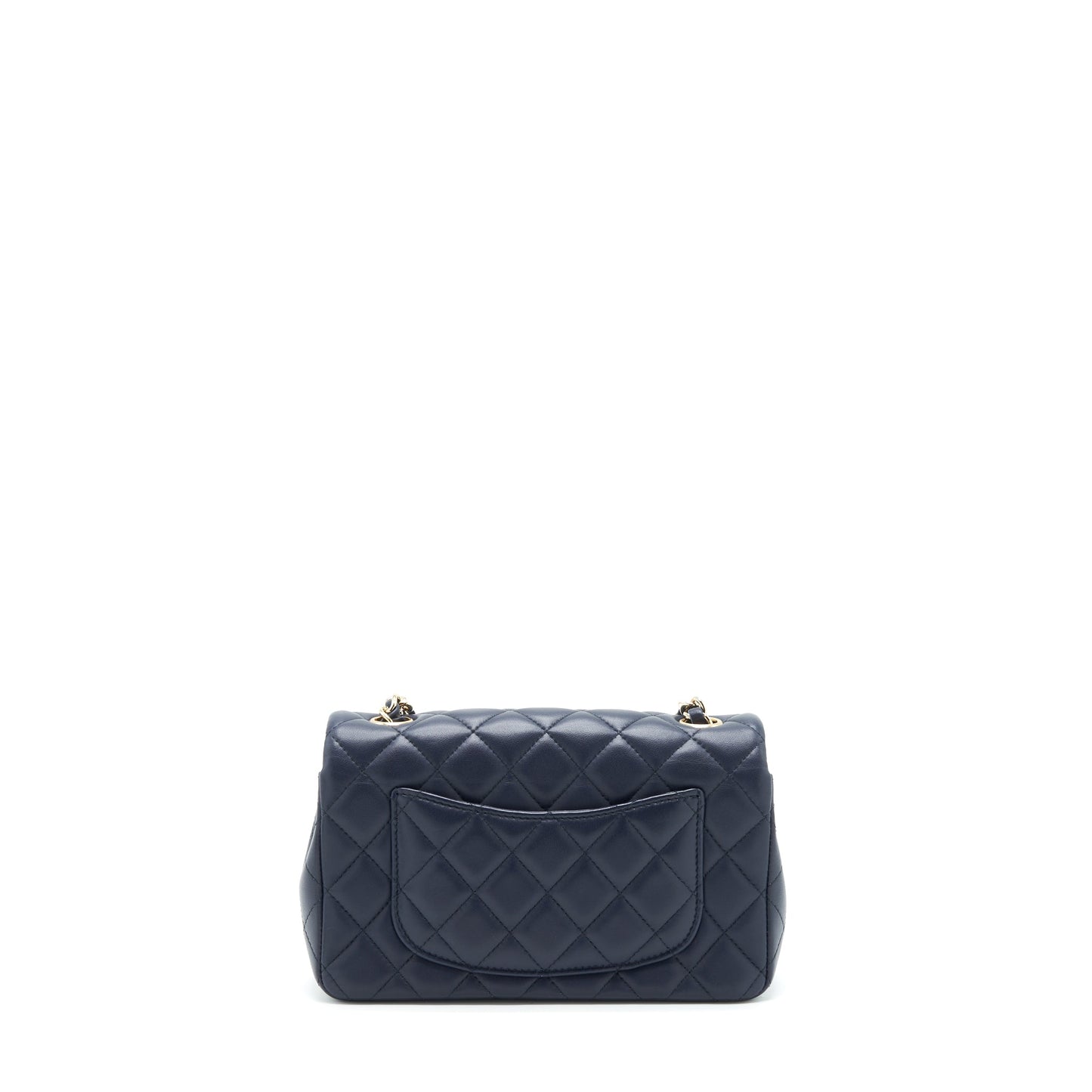Chanel Mini Rectangular Flap Bag Lambskin Navy L