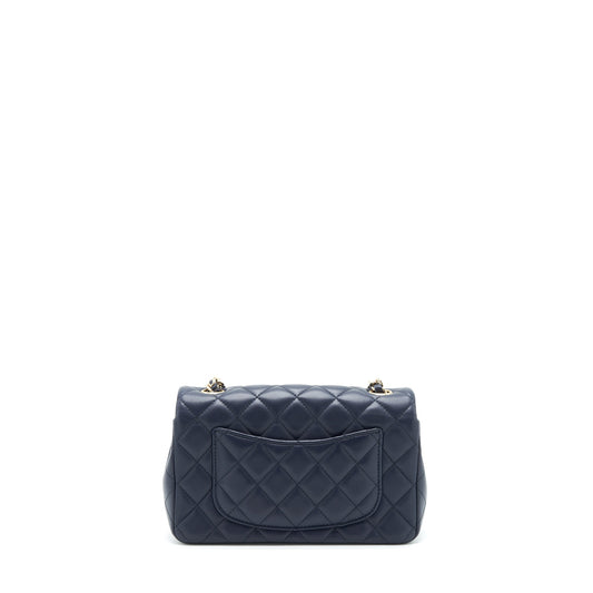 Chanel Mini Rectangular Flap Bag Lambskin Navy L