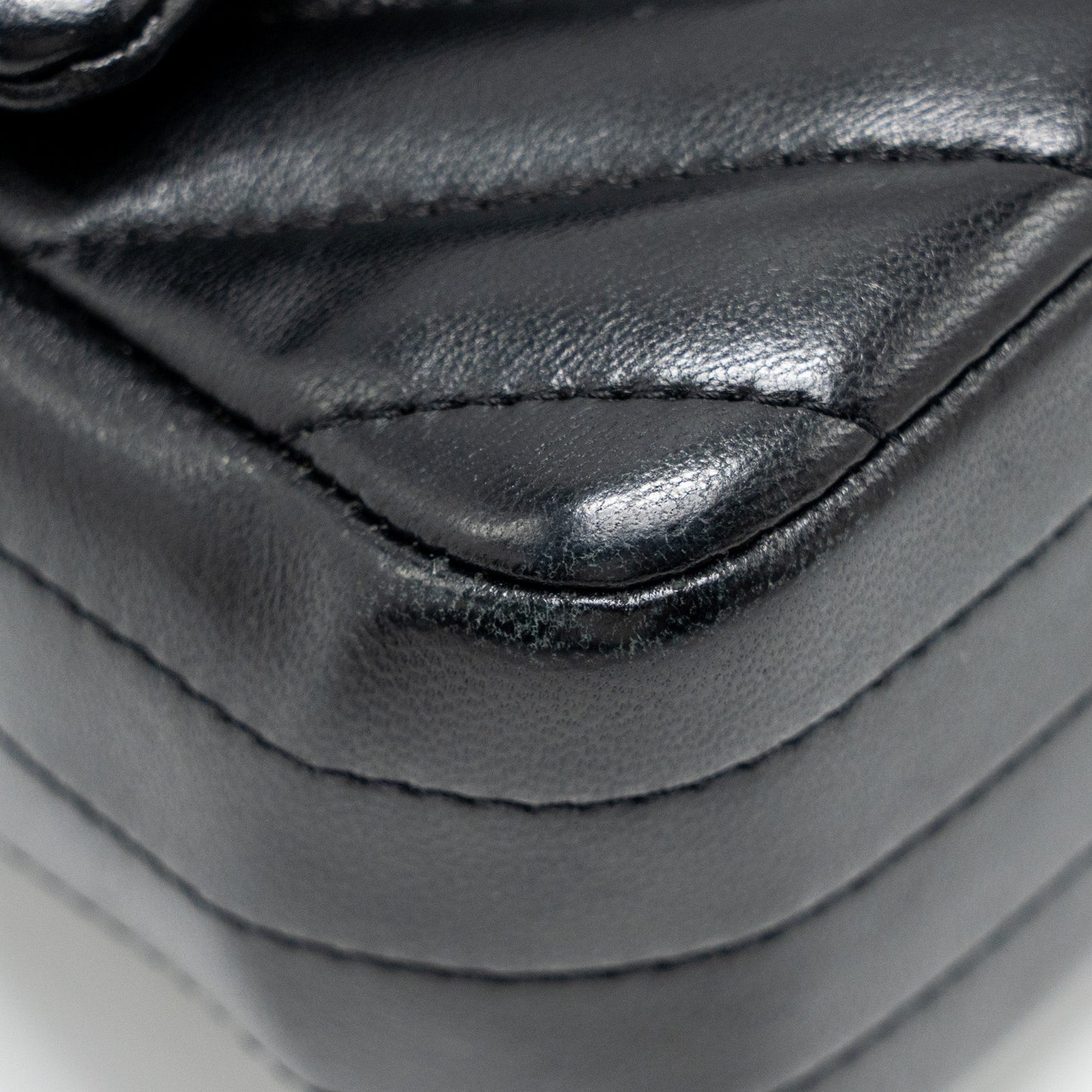 Chanel Mini Rectangular Flap Bag Chevron Lambskin Black L