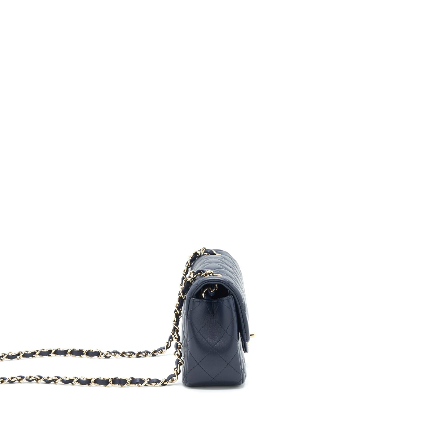 Chanel Mini Rectangular Flap Bag Lambskin Navy L