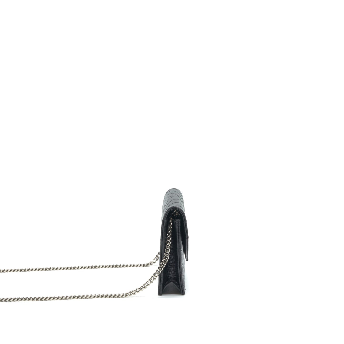Saint Laurent Grained Calfskin Envelope Wallet on Chain Black