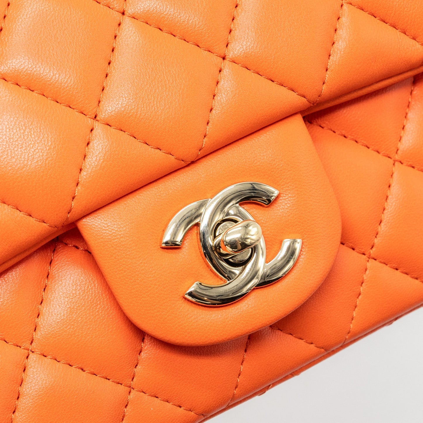 Chanel Mini Rectangular Flap Bag Lambskin Orange