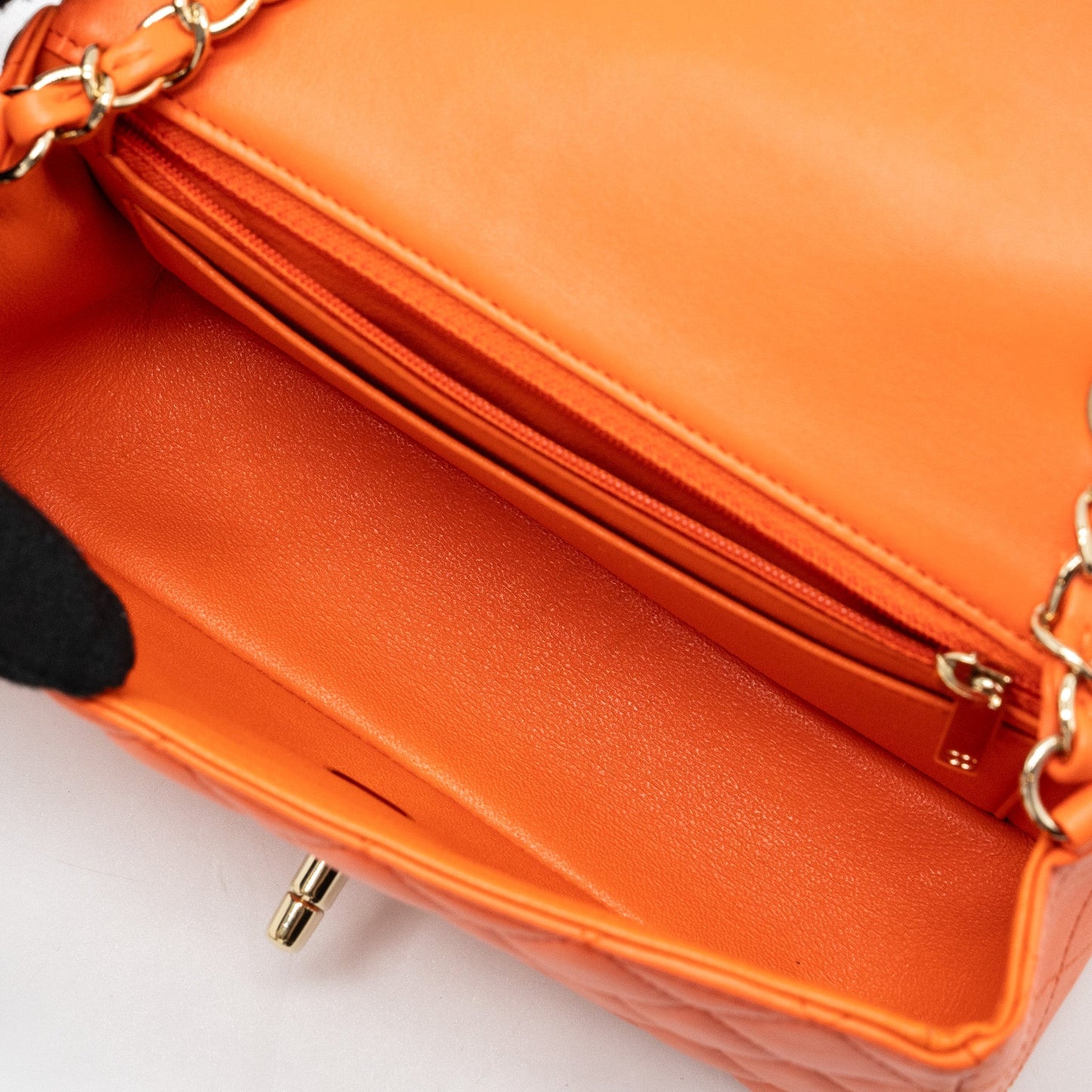 Chanel Mini Rectangular Flap Bag Lambskin Orange