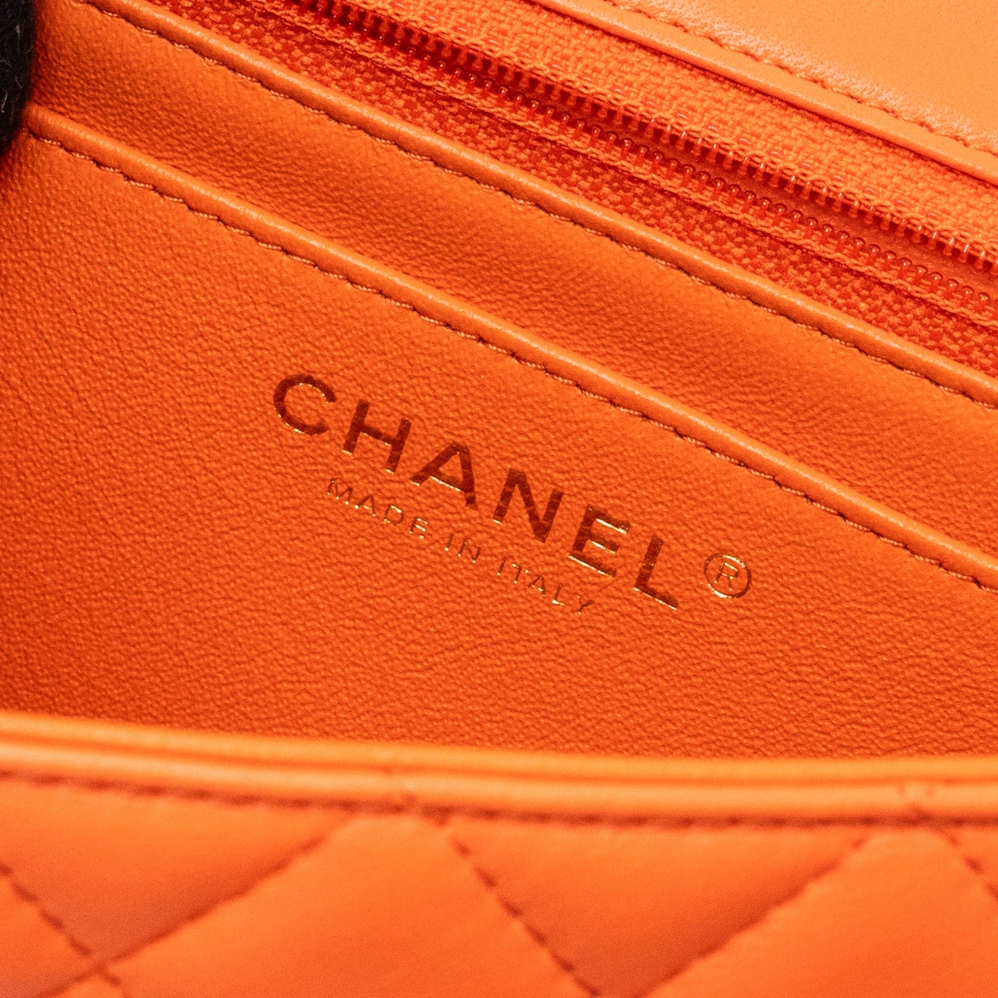 Chanel Mini Rectangular Flap Bag Lambskin Orange