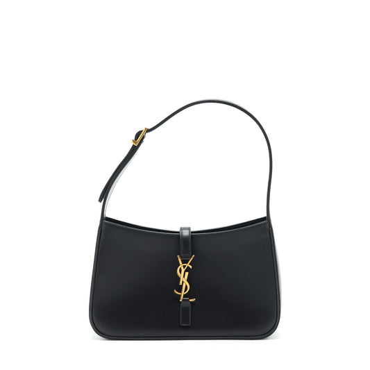 Saint Laurent/ Le5 A7 Hobo Purse Smooth Calfskin Black