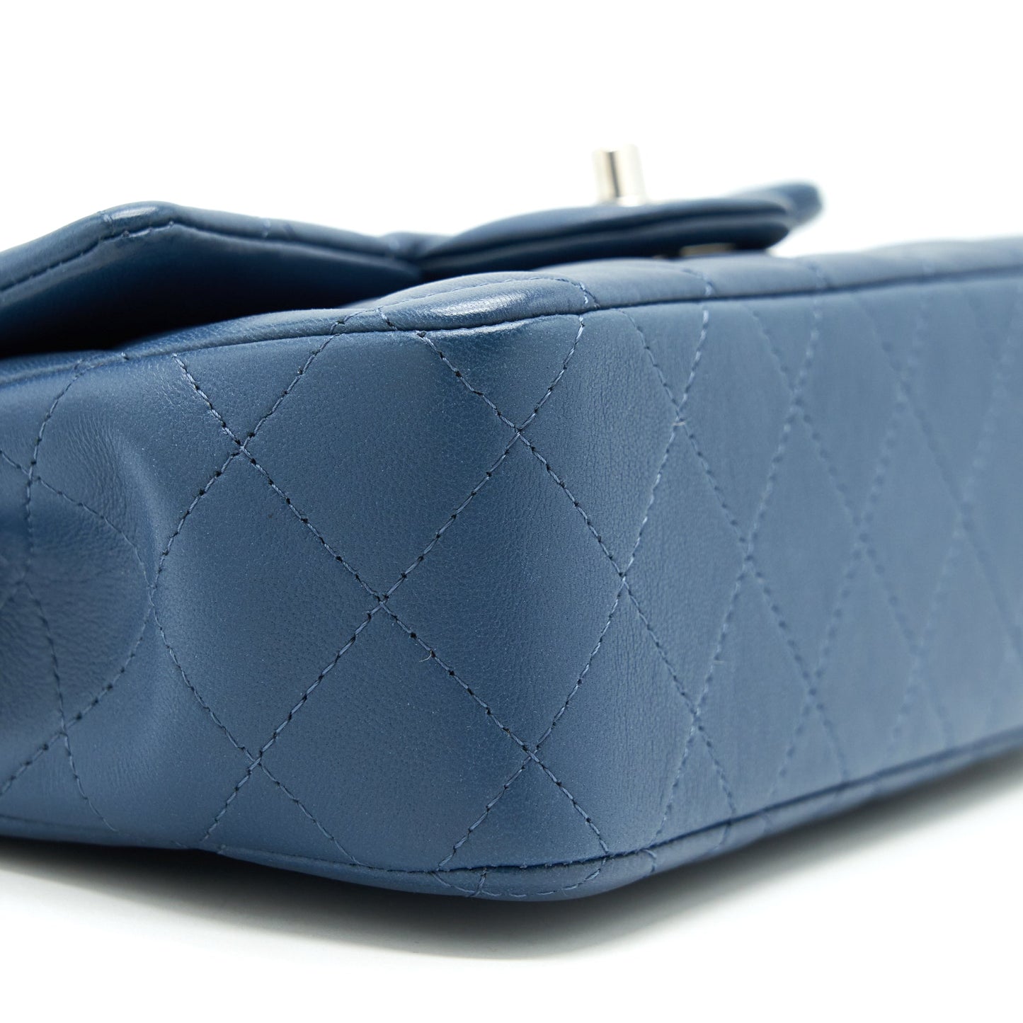 Chanel Mini Rectangular Flap Bag Lambskin Navy Blue