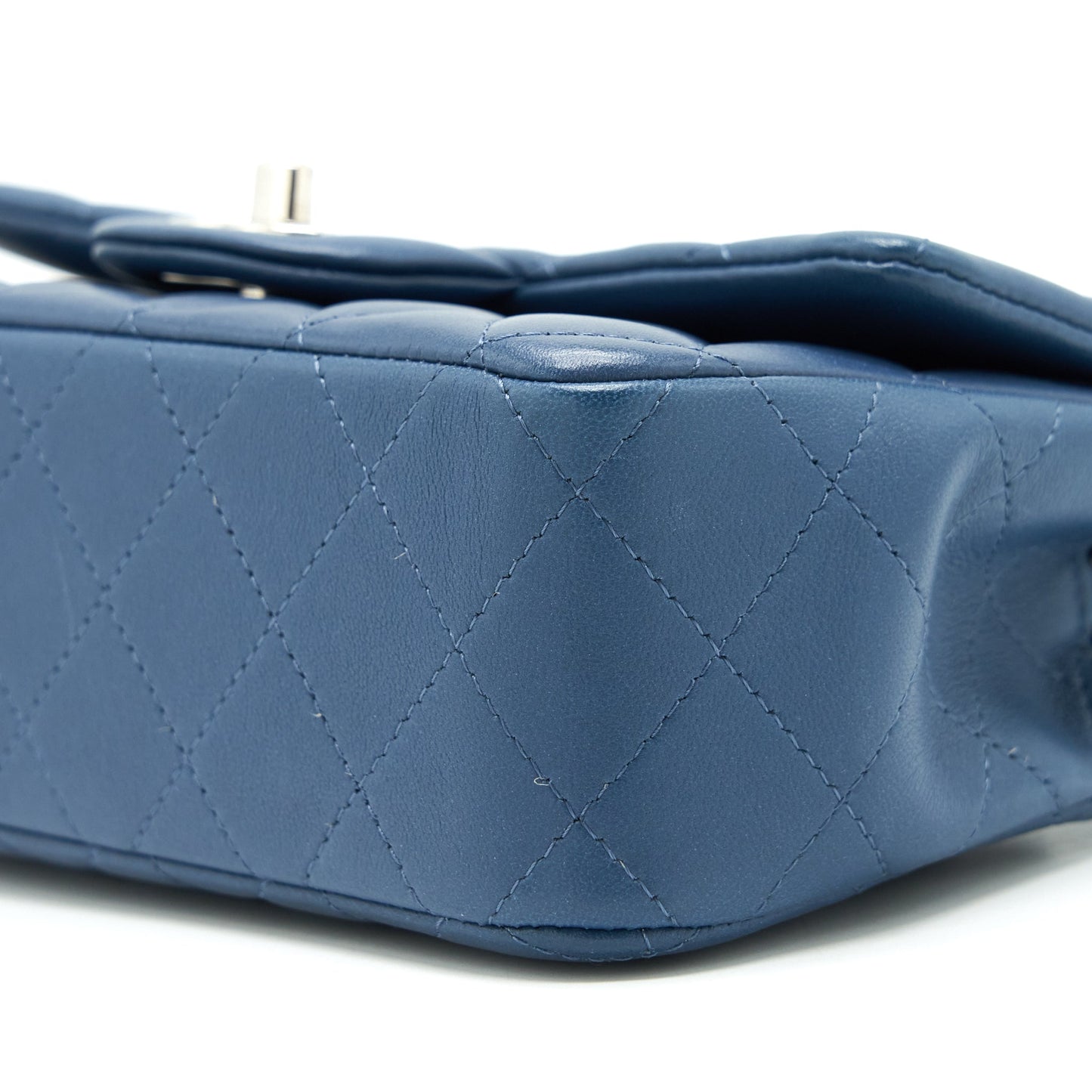 Chanel Mini Rectangular Flap Bag Lambskin Navy Blue