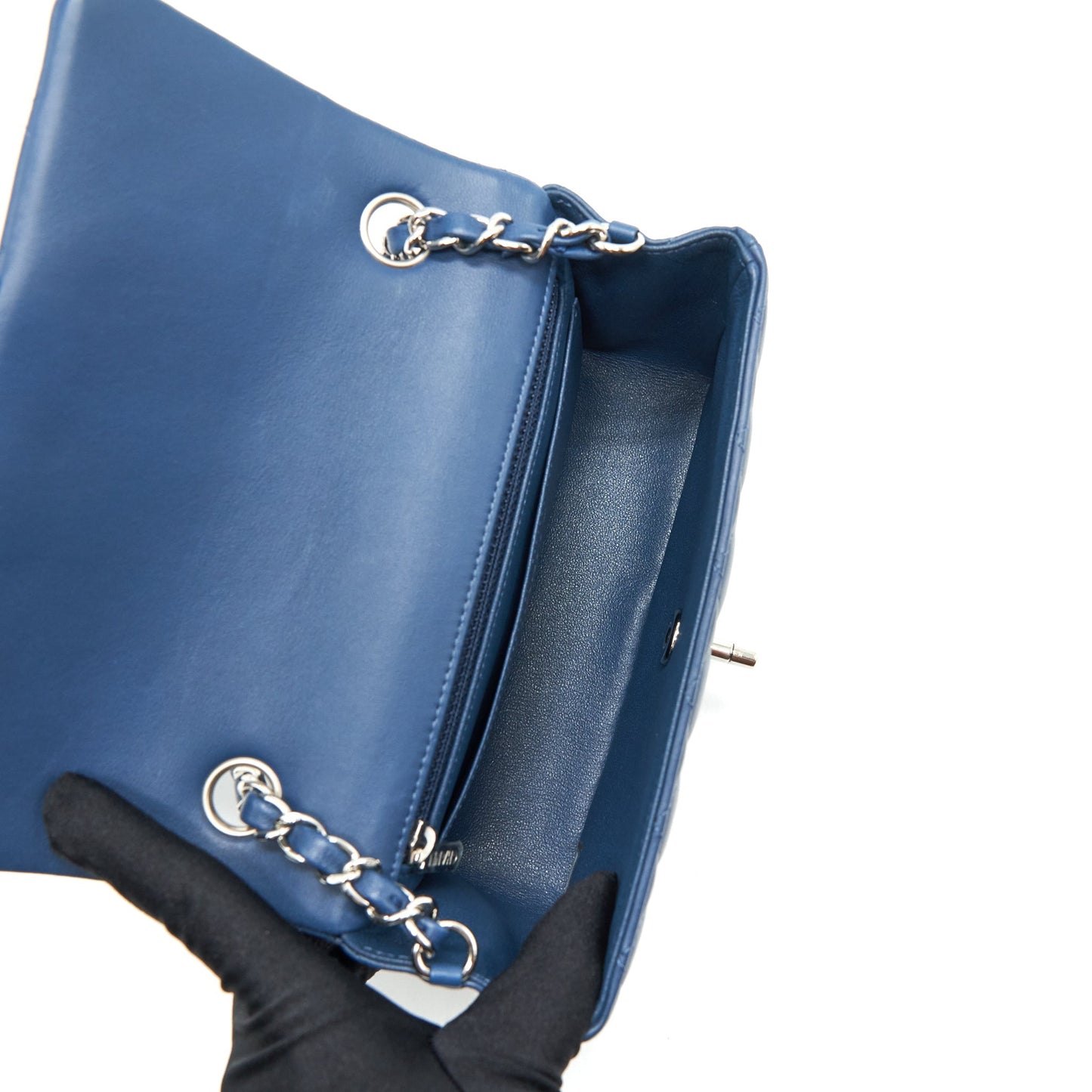 Chanel Mini Rectangular Flap Bag Lambskin Navy Blue