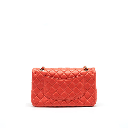 CHANEL CLASSIC MEDIUM DOUBLE FLAP LAMBSKIN IN CORAL L