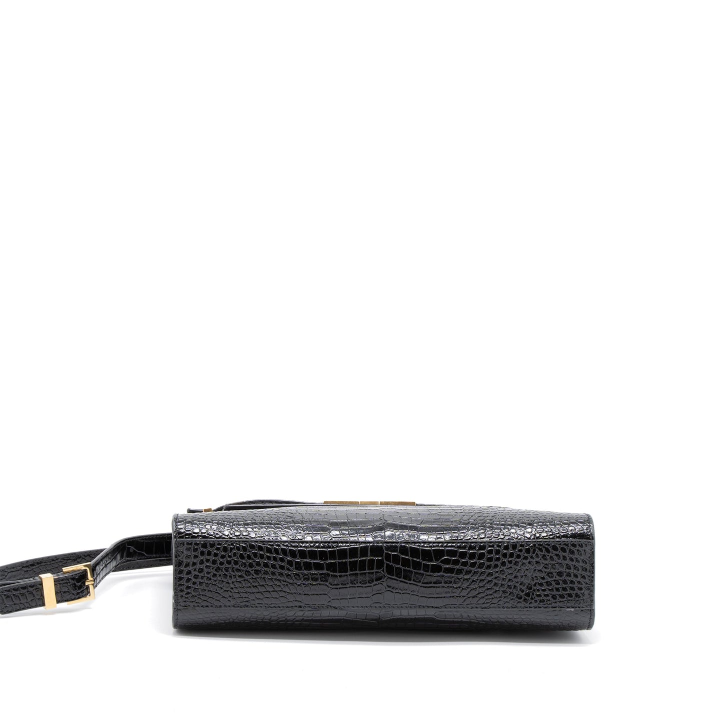 Saint Laurent Manhattan Mini Purse Crocodile-Embossed Black