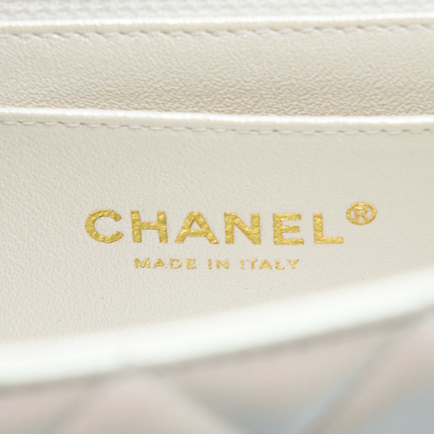 Chanel Classic Mini Rectangular Flap Bag Calfskin Iridescent White L