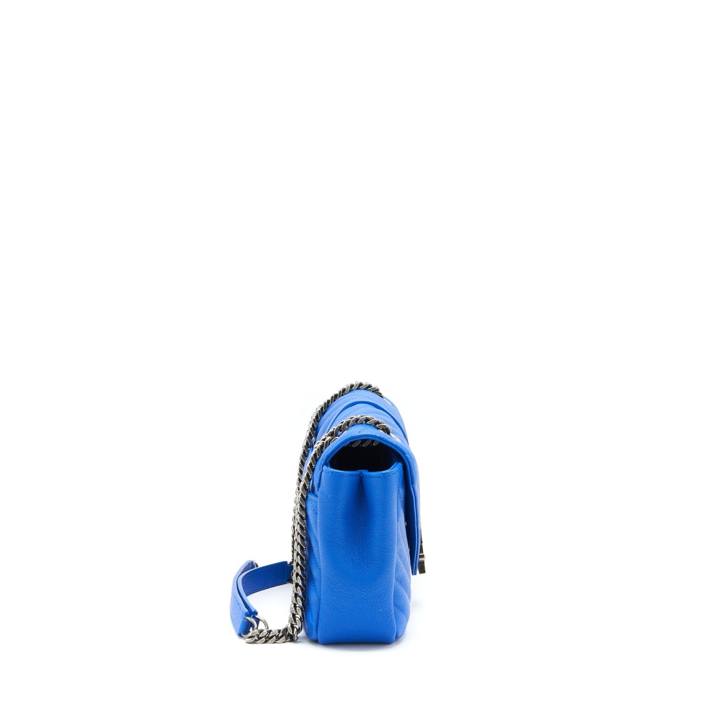 Saint laurent Mini College Purse grained calfskin blue ruthenium Hardware