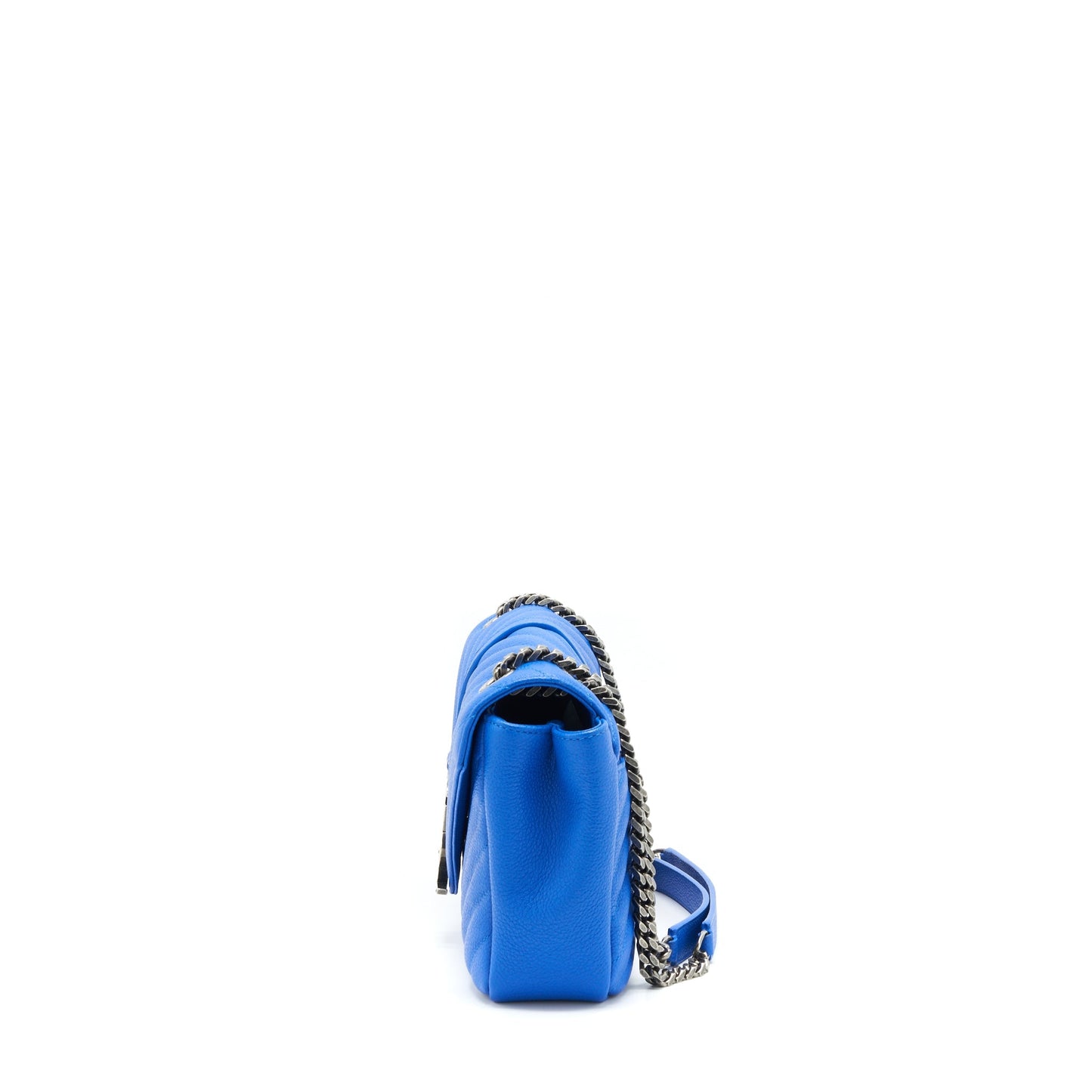 Saint laurent Mini College Purse grained calfskin blue ruthenium Hardware
