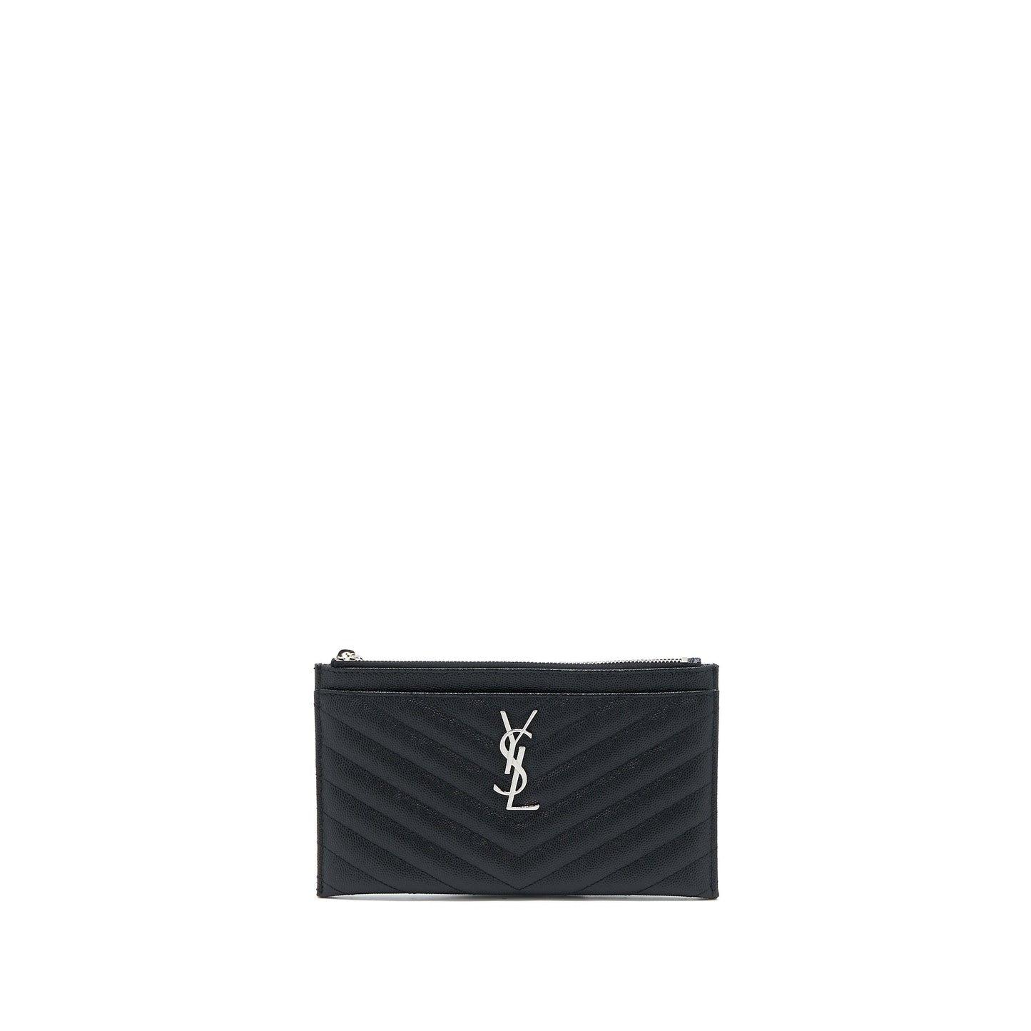 Saint Laurent Cassandra Matelasse Zipped Pouch Grained Calfskin Black