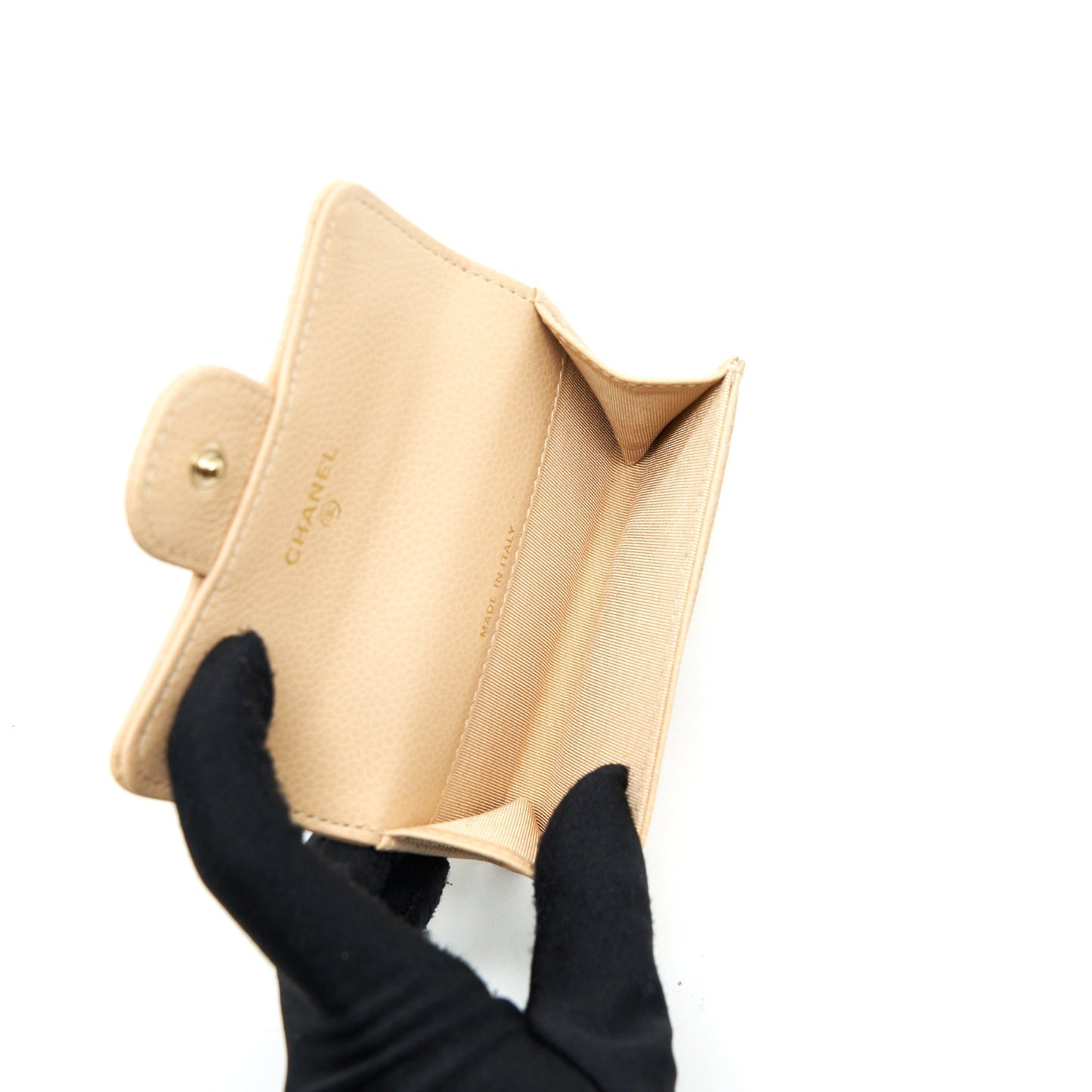 Chanel Classic Mini Flap Cardholder Caviar Beige