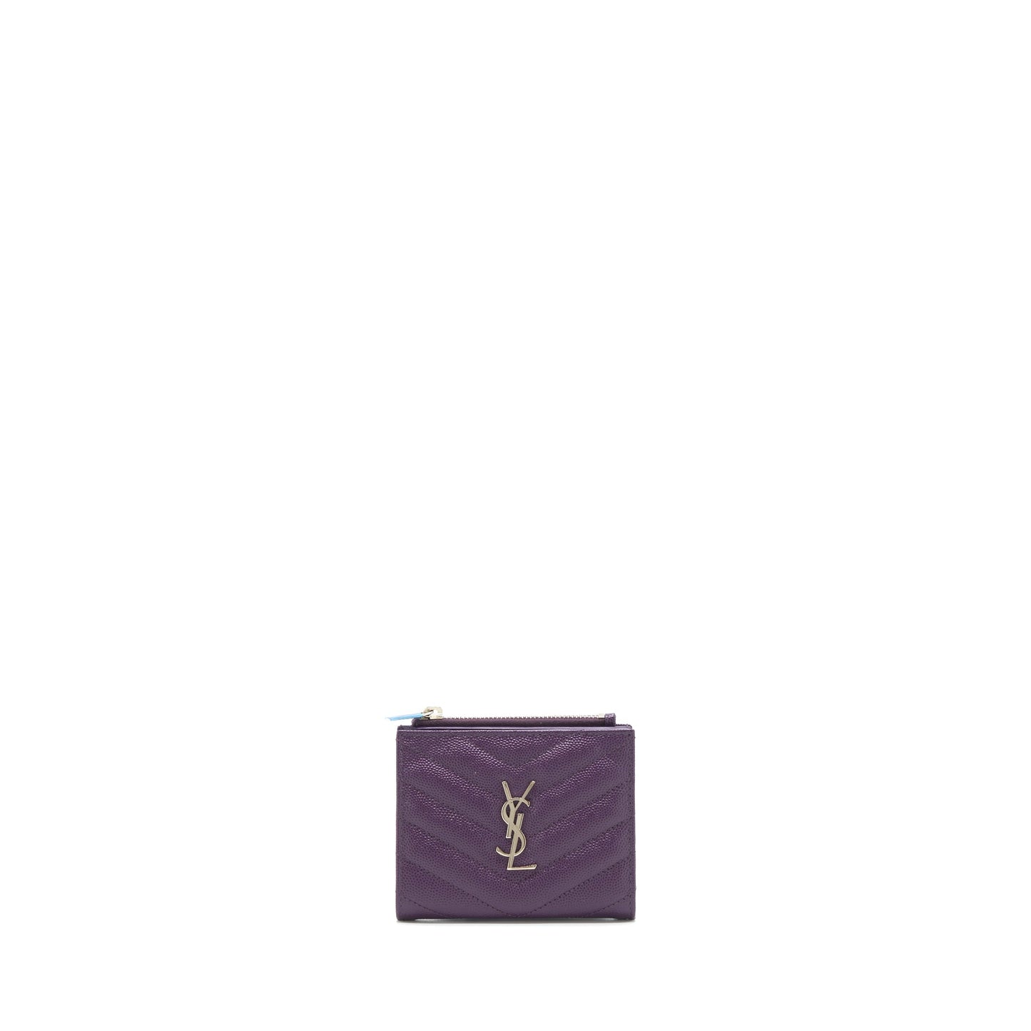 Saint Laurent Quilted Monogram Bi-fold Wallet Dark Purple