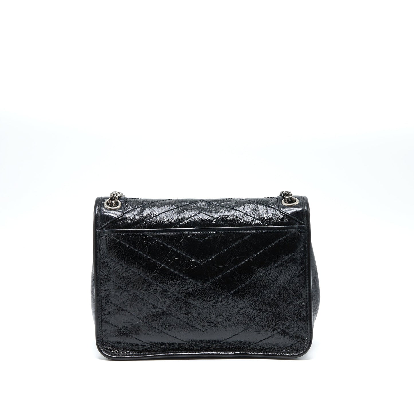 Saint Laurent Medium Niki Chain Purse Aged Calfskin Black Ruthenium Hardware