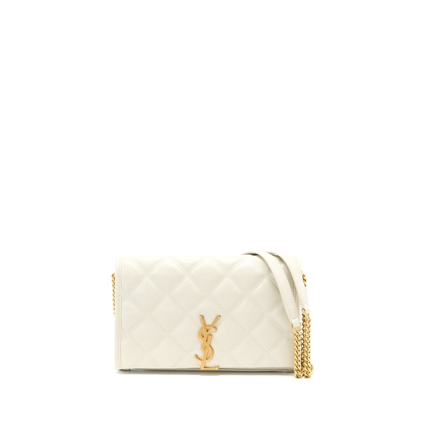 Saint Laurent Becky Quilted Chain Purse White