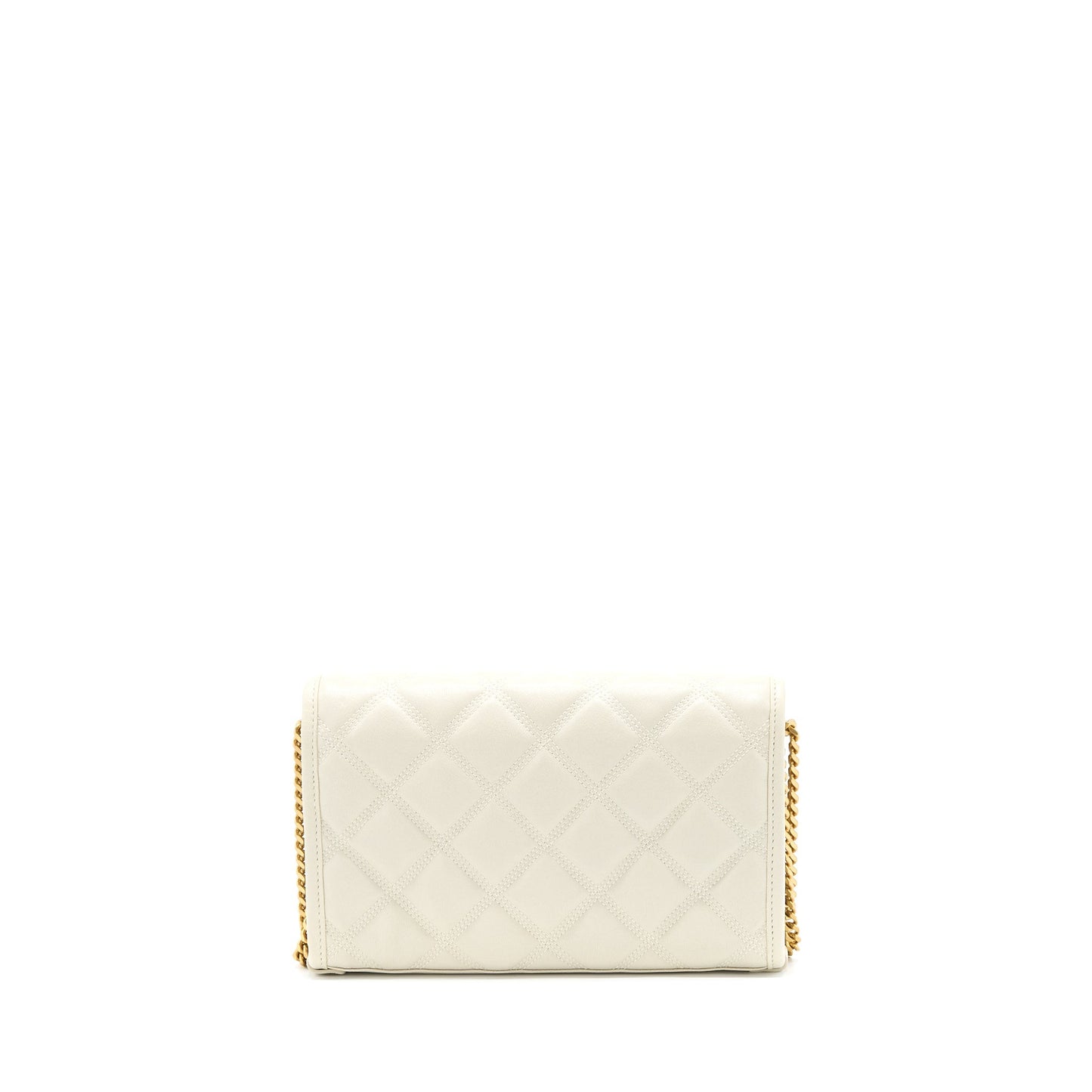 Saint Laurent Becky Quilted Chain Purse White