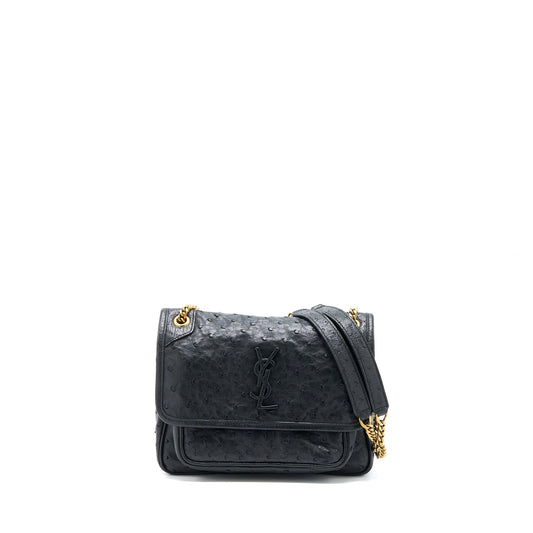 Saint Laurent Niki Baby Ostrich Black