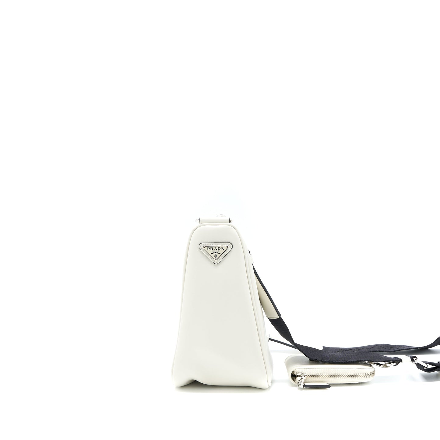 Prada Triangle Leather Mini Purse White